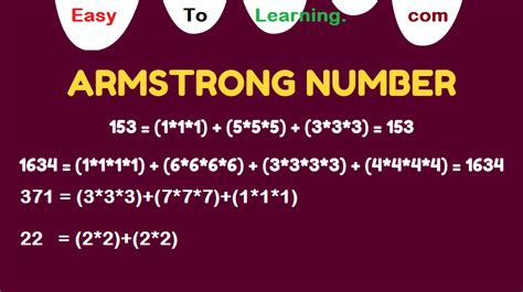 armstrong number example.